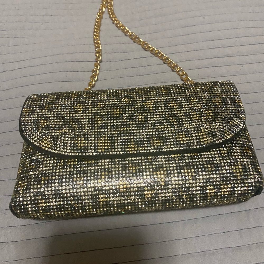Imoshion Elegant Gold & Black  leopard Women’s Clutch with gold-tone chain strap